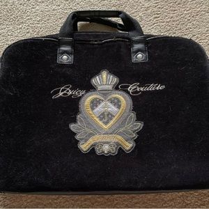 Y2K Juicy Couture Laptop Book Bag 💻🖤 Vintage Black Velour Millennial OG Juicy